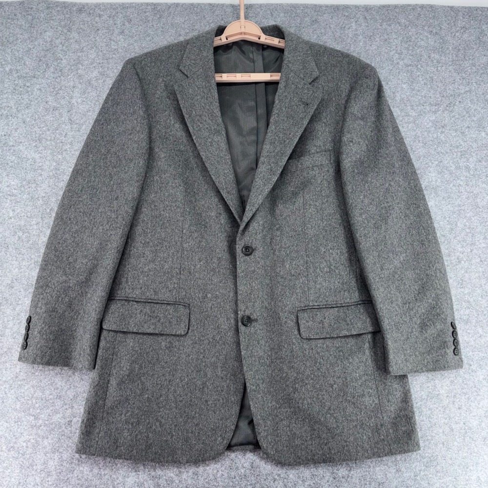 Oscar de la Renta Mens Gray Wool Cashmere Sport Coat Blazer 44L 3503
